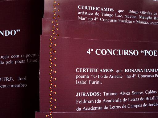 Certificados outorgados aos 10 primeiros lugares.