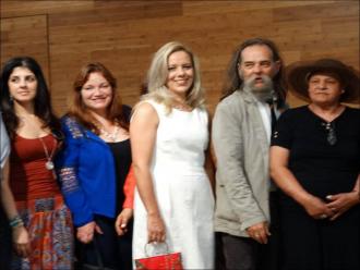 Os artistas Maria Isabel, Vanice Ferreira, Valéria Sípoli, o escritor Eduardo Bettega e artista e escritora Marlene de Oliveira.