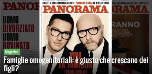 Reprodução - Capa da revista italiana 'Panorama' com entrevista dos estilistas Domenico Dolce e Stefano Gabbana a favor das famílias tradicionais