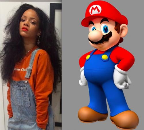 Reprodução - Rihanna, com look parecido ao do protagonista, Mario