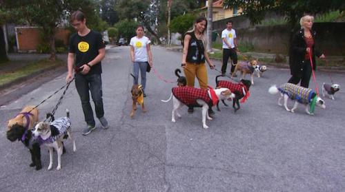 Divulgação/SBT - Vanessa e sua mãe, Solange Mesquita, recebem ajuda para passear com os cachorros