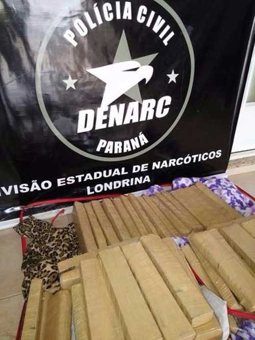 Divulgação/Denarc - Paraguaia foi presa com 104 kg de maconha em hotel de Arapongas