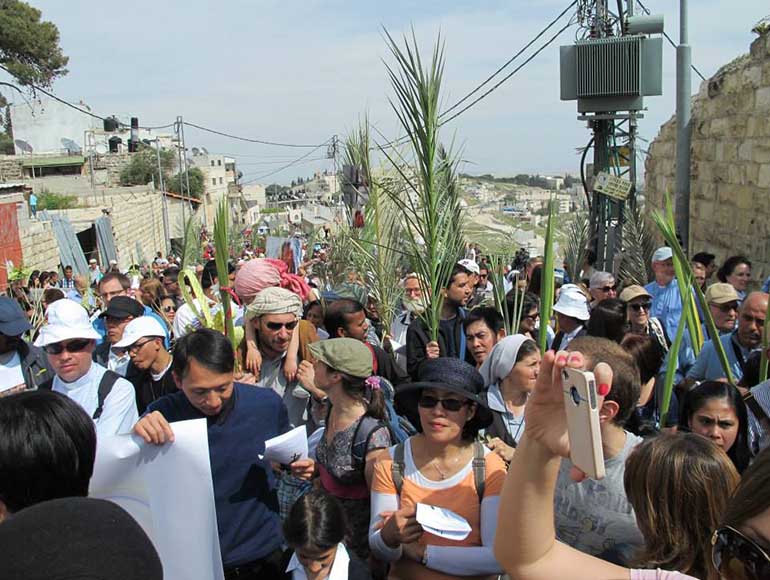 Arquivo pessoal - Procissão de Domingo de Ramos em Jerusalém em 2017.